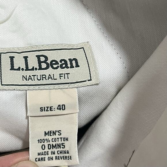 LL Bean Mens Cotton Pleated Canvas Chino Shorts Size 40 Army Green Pockets NWT - Picture 5 of 6